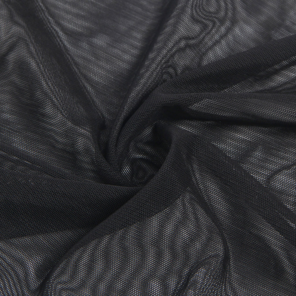 Black Intimate Mesh Imitation Mink Fur Trim Long Robe With Belt