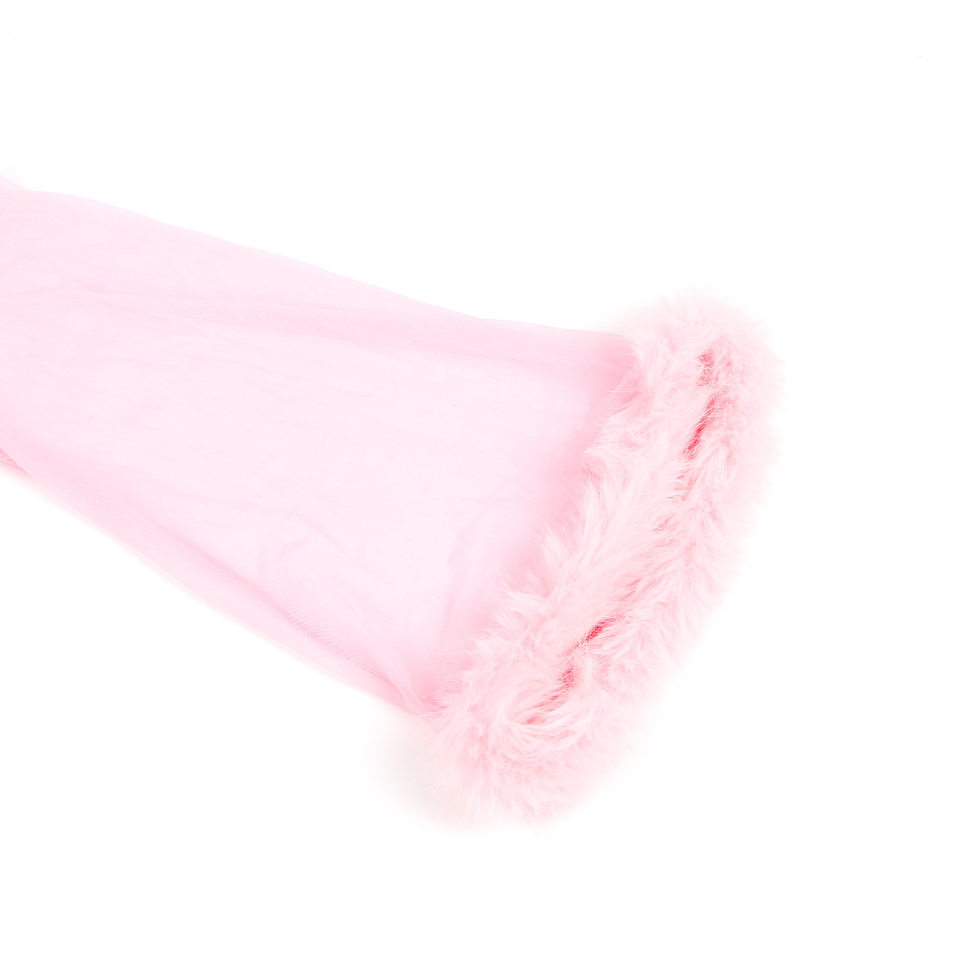 Pink Intimate Mesh Imitation Mink Fur Trim Long Robe With Belt