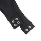 Black Intimate Swim Cloth And Mesh Long Sleeves Open Crotch Bodysuit