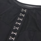 Black Intimate Swim Cloth And Mesh Long Sleeves Open Crotch Bodysuit
