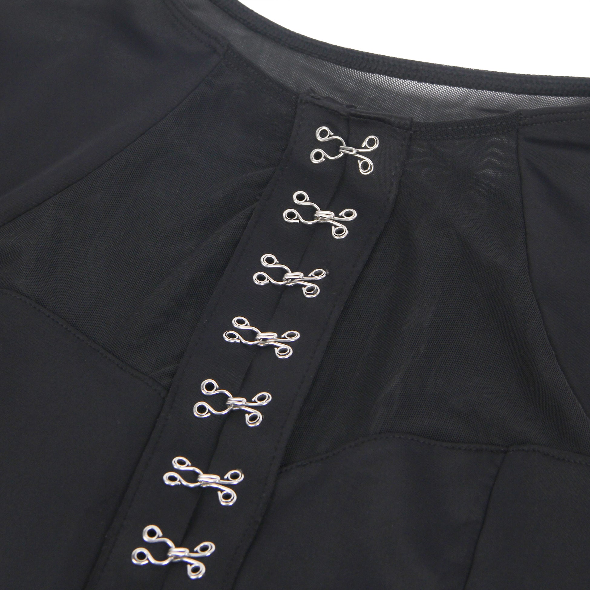 Black Intimate Swim Cloth And Mesh Long Sleeves Open Crotch Bodysuit